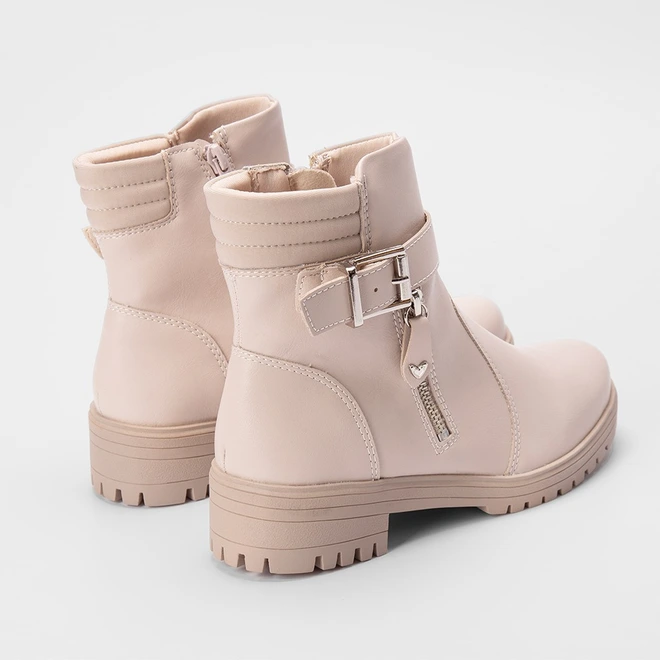 Bota Coturno Mississipi Detalhe Acolchoado Fivela Marfim