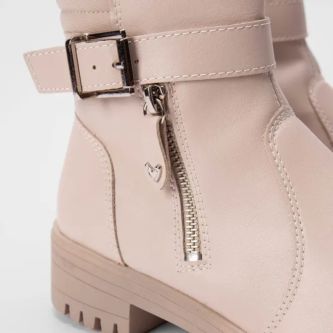 Bota Coturno Mississipi Detalhe Acolchoado Fivela Marfim