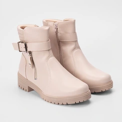 Bota Coturno Mississipi Detalhe Acolchoado Fivela Marfim