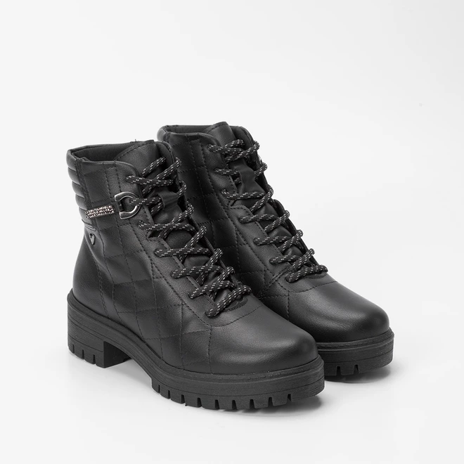 Bota Coturno Mississipi Detalhe Ilhós Strass Preto