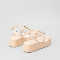 Sandália Feminina Gabriela Flatform Pedraria Off White