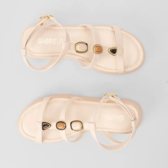 Sandália Feminina Gabriela Flatform Pedraria Off White