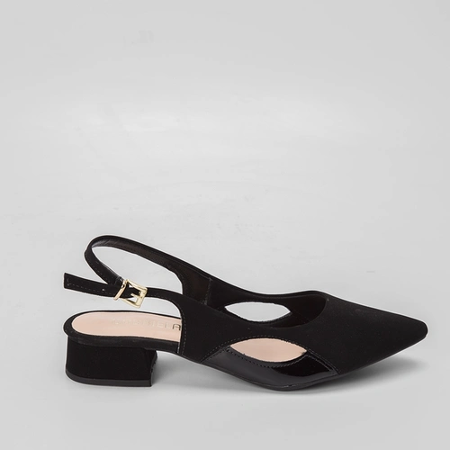 Scarpin Slingback Gabriela Recorte Lateral Preto