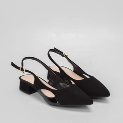 Scarpin Slingback Gabriela Recorte Lateral Preto