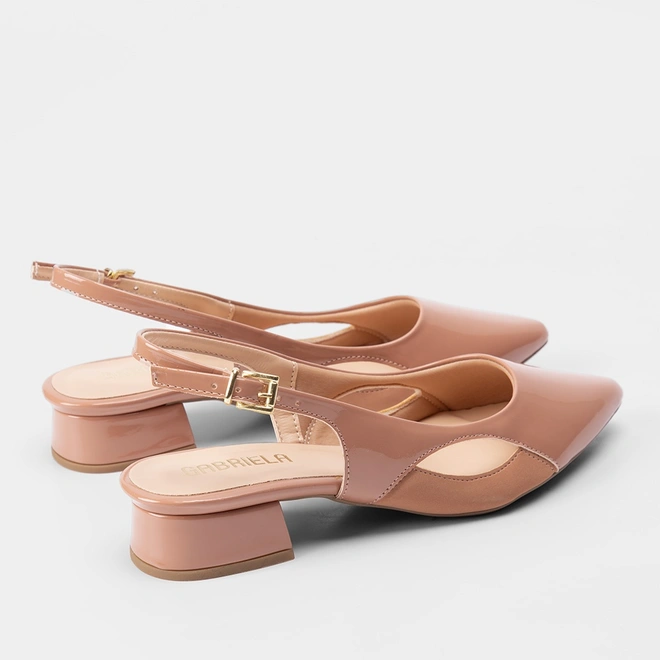 Scarpin Slingback Gabriela Recorte Lateral Nude