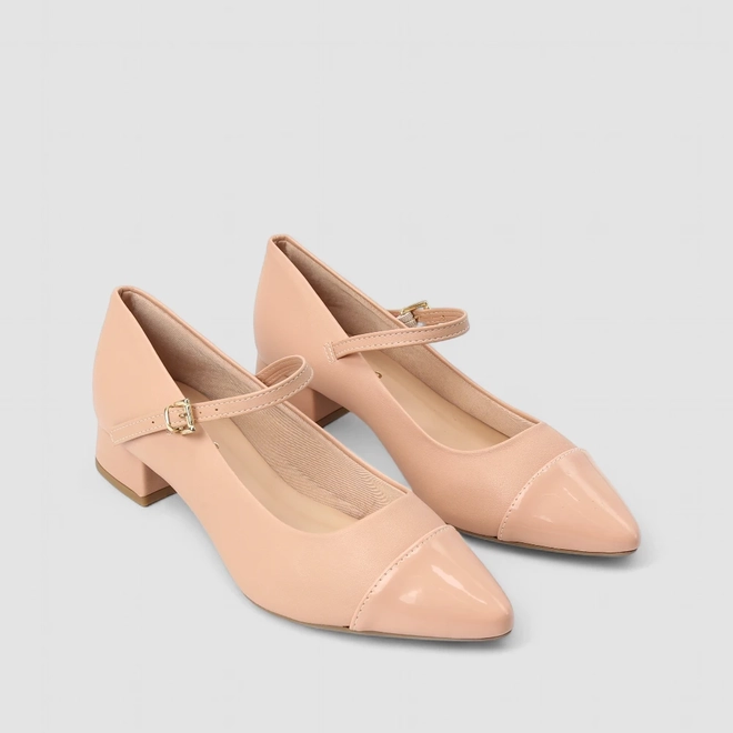 Scarpin Boneca Feminino Gabriela Salto Bloco Nude