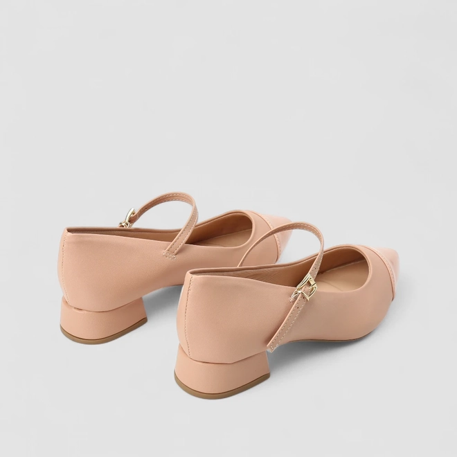 Scarpin Boneca Feminino Gabriela Salto Bloco Nude