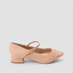 Scarpin Boneca Feminino Gabriela Salto Bloco Nude