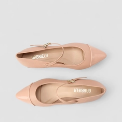 Scarpin Boneca Feminino Gabriela Salto Bloco Nude