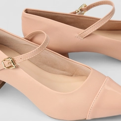 Scarpin Boneca Feminino Gabriela Salto Bloco Nude