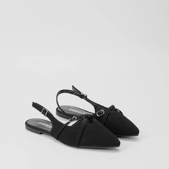 Sapatilha Slingback Gabriela Tiras Cruzada Preto