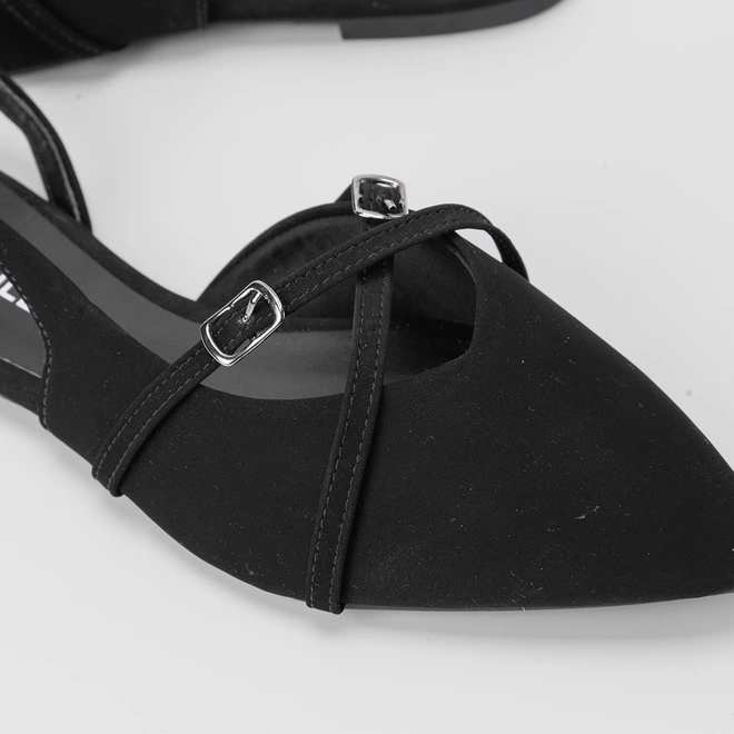 Sapatilha Slingback Gabriela Tiras Cruzada Preto