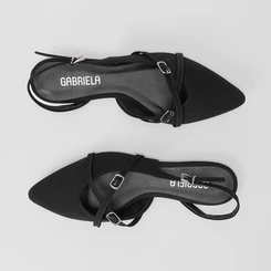 Sapatilha Slingback Gabriela Tiras Cruzada Preto