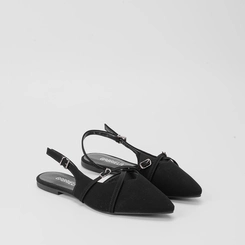 Sapatilha Slingback Gabriela Tiras Cruzada Preto