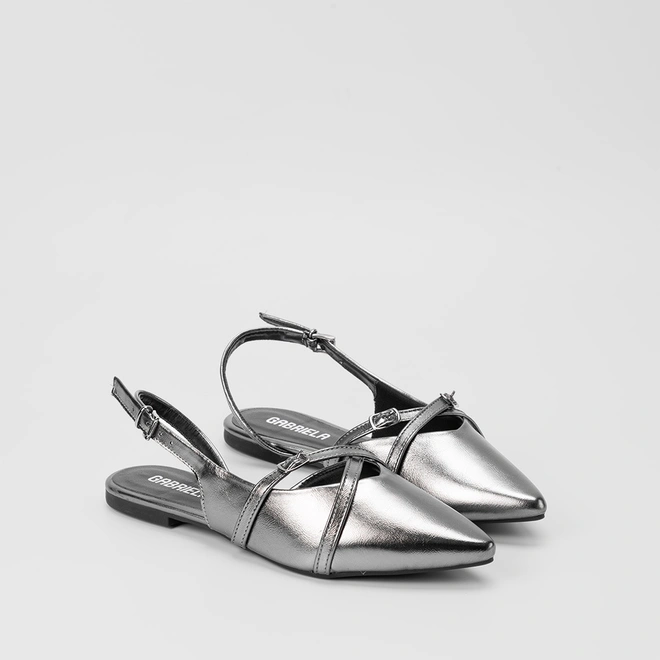 Sapatilha Slingback Gabriela Tiras Cruzada Grafite