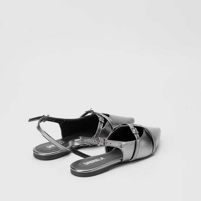Sapatilha Slingback Gabriela Tiras Cruzada Grafite