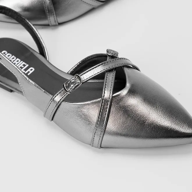 Sapatilha Slingback Gabriela Tiras Cruzada Grafite