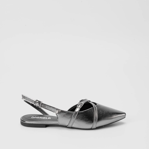 Sapatilha Slingback Gabriela Tiras Cruzada Grafite
