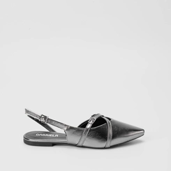 Sapatilha Slingback Gabriela Tiras Cruzada Grafite