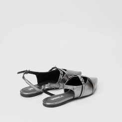 Sapatilha Slingback Gabriela Tiras Cruzada Grafite