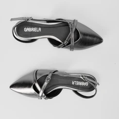 Sapatilha Slingback Gabriela Tiras Cruzada Grafite