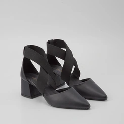 Scarpin Feminino Penélope Tiras Cruzadas Elástico Preto