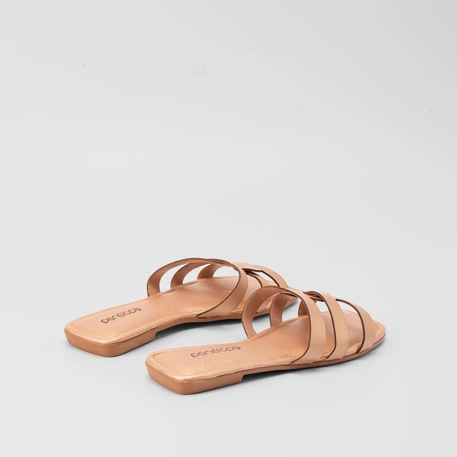 Rasteira Penélope Tiras Recortes Rose Gold