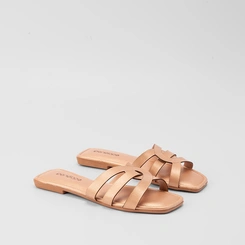 Rasteira Penélope Tiras Recortes Rose Gold
