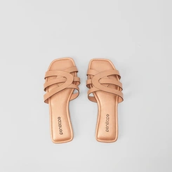 Rasteira Penélope Tiras Recortes Rose Gold
