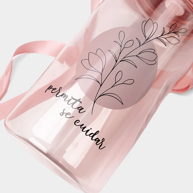 Garrafa Squeeze Stz Alça Flower Rosa