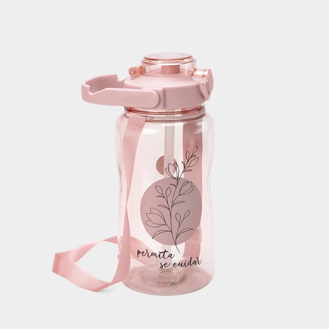 Garrafa Squeeze Stz Alça Flower Rosa