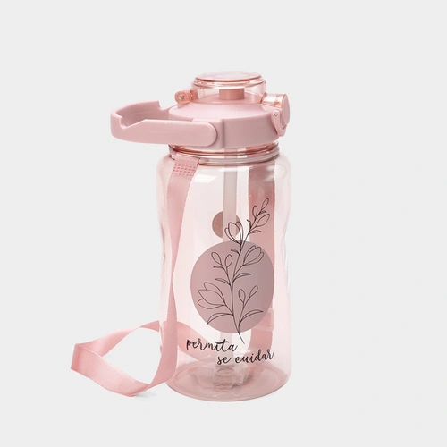 Garrafa Squeeze Stz Alça Flower Rosa
