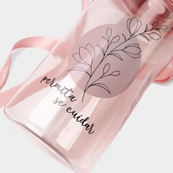 Garrafa Squeeze Stz Alça Flower Rosa