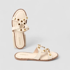 Rasteira Feminina Gabriela Tachas & Rebite Off White