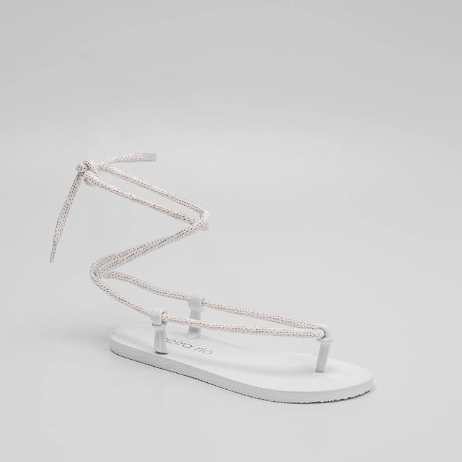 Chinelo Beira Rio Tiras Amarração Branco