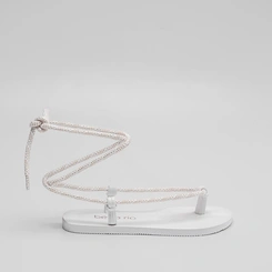Chinelo Beira Rio Tiras Amarração Branco