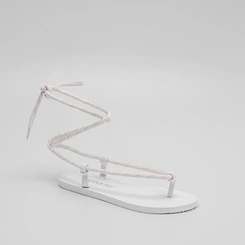 Chinelo Beira Rio Tiras Amarração Branco