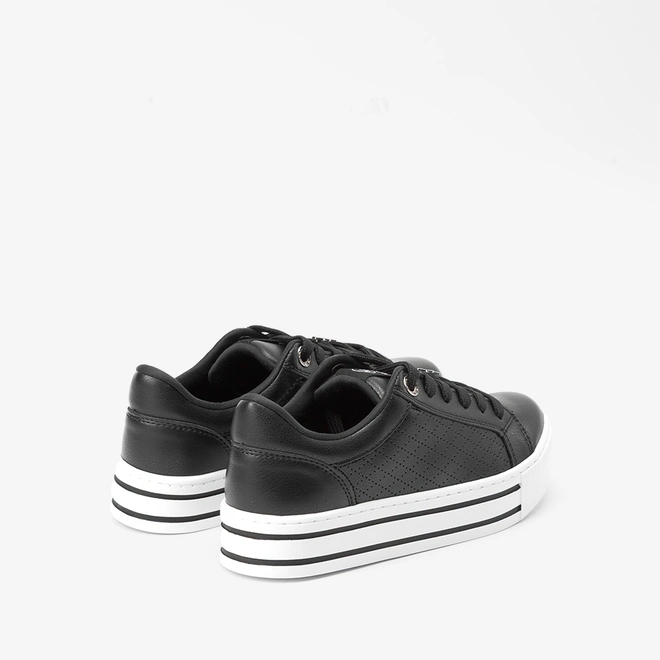 Tênis Casual Feminino Via Marte Flatform Detalhe Pesponto Preto