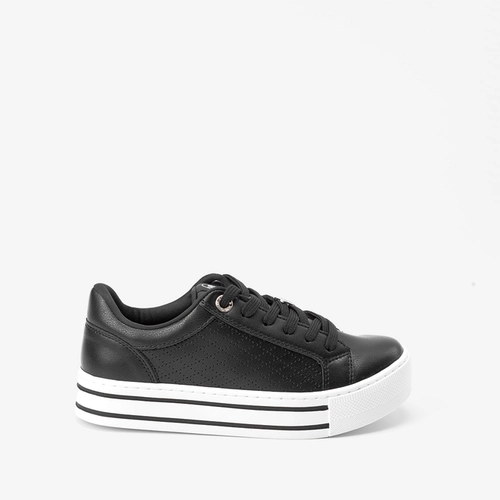 Tênis Casual Feminino Via Marte Flatform Detalhe Pesponto Preto