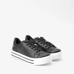Tênis Casual Feminino Via Marte Flatform Detalhe Pesponto Preto