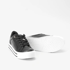 Tênis Casual Feminino Via Marte Flatform Detalhe Pesponto Preto