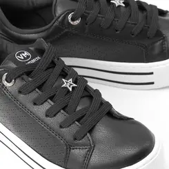 Tênis Casual Feminino Via Marte Flatform Detalhe Pesponto Preto