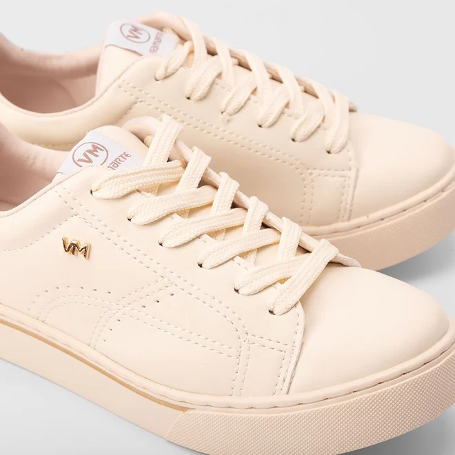 Tênis Casual Feminino Via Marte Pespontos Marfim