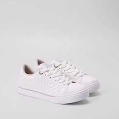 Tênis Casual Feminino Via Marte Pespontos Ilhós Strass Branco