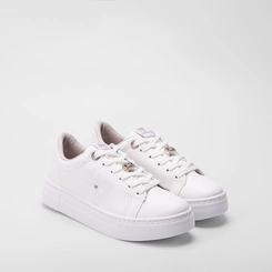 Tênis Casual Feminino Via Marte Detalhes Strass Branco