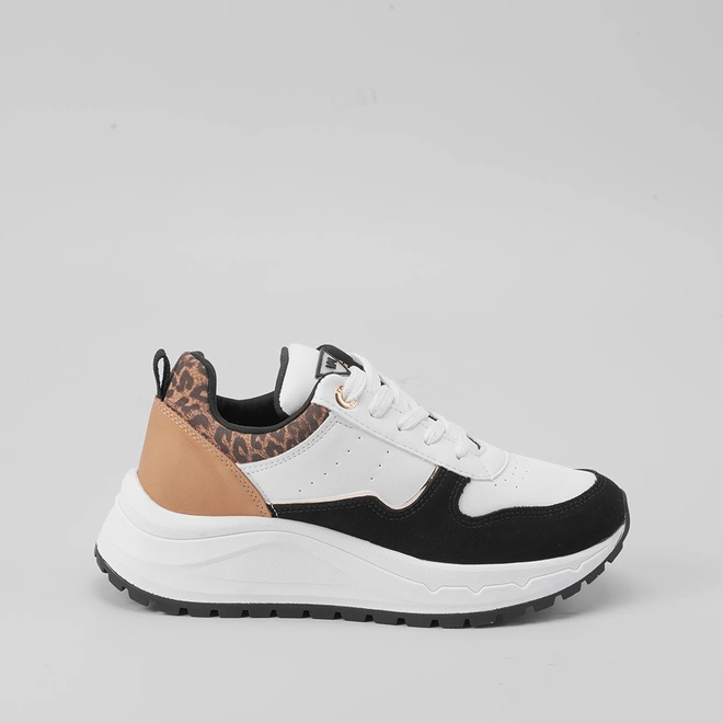 Tênis Via Marte Chunky: Recortes Nobuck Onça Branco Studio Z