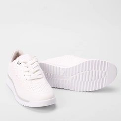 Tênis Via Marte Feminino Tratorado Pespontos & Perfuros Branco