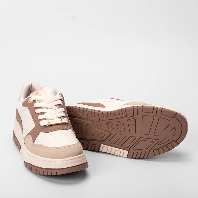 Tênis Via Marte Flatform Detalhe Strass Bege