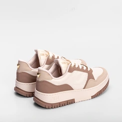 Tênis Via Marte Flatform Detalhe Strass Bege