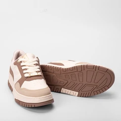 Tênis Via Marte Flatform Detalhe Strass Bege